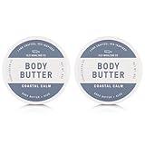 Old Whaling Co Coastal Calm Body Butter 2 Pack - Soothing Cream with Shea Butter, Aloe and Sunflower Oil – Coastal Grass, Driftwood and Lily Scent, 8oz Jars, Set of 2