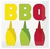 Unique Multicolor BBQ Paper Beverage Napkins (Pack of 16) - Classic Design, Perfect Party Supplies For Outdoor Cooking, Parties & Events