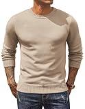 COOFANDY Mens Knit Dress Sweaters and Pullover Ribbed Holiday Long Sleeve Sweater Thermal Fall Winter Knit Top Khaki