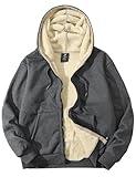 Flygo Men's Sherpa Hoodie Jacket Fleece Lined Zip Up Warm Hoodies Sweatshirt Winter Zipper Sweater Hooded Coat (X-Large, Dark Grey)