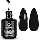 Beetles Black Gel Polish, 1 Pcs 15ml Audrey Black Nail Polish Color Gel Nail Polish Soak Off Art Manicure Salon DIY Uv Lamp Nail Design Decoration at Home Gift for Women