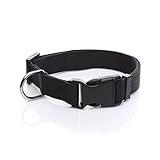 Adjustable Nylon Dog Collar, pet Collar 1 Inch 3/4 Inch 5/8 Inch Wide, for Large Medium Small Dogs(5/8 Inch, Black)