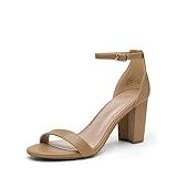 DREAM PAIRS Women's Chunk Low Heel Pump Sandals,Size 12,Nude/Pu,CHUNK