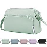 Narwey Large Makeup Bag Women Wide-open Make up Bag Travel Cosmetic Bag Organizer Toiletry Bag for Cosmetics Toiletries Accessories (Mint Green)