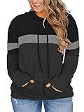 VISLILY Plus Size Sweatshirts for Women 3X Pullover Hoodies Color Block Tee Black 24W