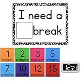 Avenuebool Calm Down Corner Supplies Classroom Special Education I Need a Break Visual Support Including Magnetic Break Card and Timer Visual Timer for Classroom Education Calming Corner Kit