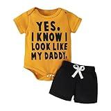 RNTOP My First Fathers Day Outfit Newborn Baby Boy Clothes Letter Print Bodysuit Romper Tops Shorts Sets (A, 0-3 Months)