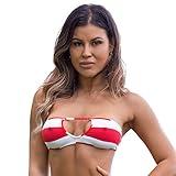 Wicked Weasel Sexy Sailor Stripe - Cheeky Bikini Top (351) Women’s Swimsuits (X-Small, Red)