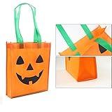 OCTEEN 10 Packs Halloween Jack o Lantern Pumpkin Bags Trick or Treat Tote Bags Non-Woven Candy Party Gift Handles Bag 9.8 x11.8 Inch