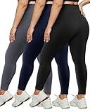 HLTPRO 3 Pack Plus Size Leggings for Women(X-Large - 4X)- High Waist Stretchy Soft Pants for Workout Running Yoga