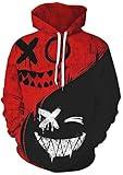 Basoteeuo Mens Hoodies Pullover Graphic Design 3D Cool Novelty Long Sleeves Hooded Sweatshirts with Pockets XXL Red Black