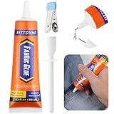 FITTDYHE Fabric Glue Permanent, 60 ML Washable Clear Clothing Glue, Super Fabric Adhesive for Rhinestones, Patches, Clothes, Denim, Leather, Polyester, Fabrics, Doll Repair, Flannel, Cotton