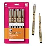 SAKURA Pigma Micron Fineliner Pens - Archival Black Ink Pens - Pens for Writing or Drawing - Holiday Gifts for Artists, Crafters & DIY Gifts Projects - Assorted Point Sizes - 6 Count