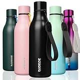 BJPKPK Insulated Water Bottles, 18 oz Stainless Steel Metal Water Bottle with Strap, BPA Free Leak Proof Thermos, Mugs, Flasks, Reusable Water Bottle for Sports & Travel, Black