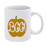 Pumpkin Boo Quote Funny Coffee Mug White Funny,Halloween Novelty Ceramic Tea Cup Office Mug Christmas Birthday Housewarming Present for Men Women