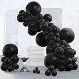 PartyWoo Black Balloons 140 pcs Different Sizes Pack of 18 12 10 5 Inch Matte Black Latex Balloon Arch Kit Garland for Graduation Halloween New Year Anniversary Birthday Party Decorations Black-Y18