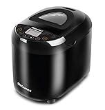 Elite Gourmet EBM8103B Programmable Bread Maker Machine 3 Loaf Sizes, 19 Menu Functions Gluten Free White Wheat Rye French and more, 2 Lbs, Black