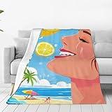 Lemon Lips2 Flannel Throw Blanket Soft and Suitable for Beds and Camping 50"X40"