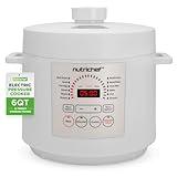 NutriChef Electric Pressure Cooker 6 Quart Capacity | 9 Function Digital Countertop Pressure Cooker | Adjustable Time & Temperature | Cook, Bake, Steam, Broil, & Braise | 13.1 x 11.4 IN | White