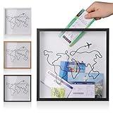 MUXIUNT Travel Adventure Archive Shadow Box for Memories,8&12Inch Concert Travel Ticket Stub Memory Top Loading Shadow Keepsake Box with Slot On Top,Life in a Shadow Box Travel Frame (Black, 12x12)