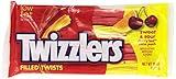 TWIZZLERS Filled Twists, Sweet & Sour Flavored Licorice Candy (Cherry Kick, Citrus Punch), 11 Ounce (Pack of 6)