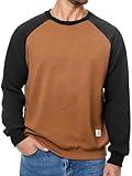 Dokotoo Men Mens Fashion Sweatshirts Fall Winter Patchwork Long Sleeve Patchwork Lightweight Casual Crewneck Pullover Sweatshirts Brown X-Large