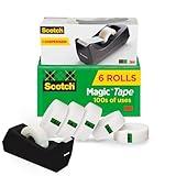 Scotch Magic Tape, 6 Rolls with Dispenser, Numerous Applications, Invisible, Engineered for Repairing, 3/4 x 1000 Inches, Boxed