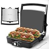 Baker's Friend Panini Press Electric Griddle, Panini Grill Press Sandwich Maker Press, Grilled Cheese Maker, Sandwichera Electrical, Browning Control, Non Stick Surfaces, 4-Slices, Stainless Steel