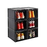 AOTENG STAR Storage Shoes Box Womens Mens Shoe Storage Display Box Plastic Foldable Stackable Shoe Container Clear Closet Shelf Shoe Organizer-3 Pack