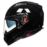 ILM Modular Motorcycle Helmets for Adults Men Full Face Flip up Street Bike Motorcycle Helmet Pinlock Compatible DOT Model-909 (Gloss Black, M)