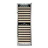 Whynter BWR-1642DZ 164 Wine Bottle Built-in or Freestanding Stainless Steel Dual Zone Compressor Large Capacity Refrigerator Rack for Open LED Display, Black-164, Black
