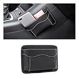 Car Seat Side Pocket Organizer, PU Leather Mini Storage Bag for Auto Door Window Console, Pen Phone Holder Tray Pouch Vehicle Seat Gap Filler for Organize Document, Registration, Notepad (Black)
