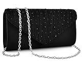 TINDTOP Evening Clutch Purses for Women Handbags for Formal Wedding Party Cocktail Prom Crossbody Shoulder Envelope Bag (A-Black)