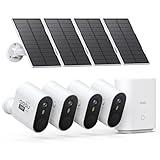 AOSU 3K/5MP Solar Security Cameras Outdoor Wireless, Ultra HD Video Home Security System 4-Cam Kit with 166° Ultra Wide Angle, Cam-to-Cam Sync, Color Night Vision, Spotlight & Siren, No Monthly Fees