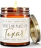 Texas Gifts, Texas Decor for Home - 'There's No Place Like Texas Candle, w/Teakwood, Tobacco & Rich Leather I Texas Souvenirs I Texas State Gifts I 9oz Jar, 50Hr Burn, USA Made