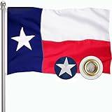 Texas State Flags 5x8 Outdoor Made in USA- Embroidered Texas Flag Heavy Duty Nylon Durable UV Protected with Embroidered Stars Sewn Stripes and Brass Grommets Suitable for High Wind