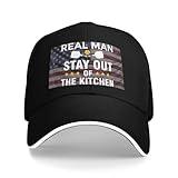 Real Men Stay Out of The Kitchen Pickleball Baseball Cap Classic Adjustable Fashion Casquette Hat for Men and Women Black