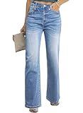 Sidefeel Jeans for Women Trendy 2024 Wide Leg High Waisted Straight Leg Fall Denim Pants Iceland Blue Size 10