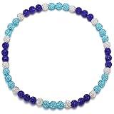HSWYFCJY Baseball Beaded Chain Necklace for Men Women, Rhinestone Discoball Drip Accessories White Dark Blue and Turquoise Baseball Necklaces Gifts for Men Inspired Softball Jewelry Gifts 18IN