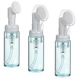 Hpmjz 3 PCS Empty Foaming Pump Dispenser Facial Cleanser Foaming Bottle Small Mousse Foaming Soap Pump Container with Massage Clean Brush Head for Lash Cleanser Hand Soap Shampoo to Travel