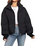 Gihuo Women’s Winter Cropped Puffer Jacket Coat Short Warm Quilted Jacket(Black-S)