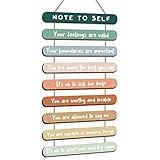 Mental Health Reminders Wall Art Decors Positive Psychology Affirmations Wall Decor Wooden Hanging Wall Pediments Inspirational Wall Art for Counseling Therapy Office Students Classroom (Bright Color)