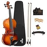 Cecilio 4/4 Full-Size Left-Handed Violin, Solid Spruce Top & Maple Body Professional Fiddle Set Includes Hard Case, 2 Bows, Rosin, Bridges & Extra Strings