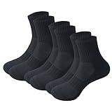 MAGIARTE Mens & Womens Cushioned Athletic Mini Crew Cotton Socks Thick Anti Blister Moisture Wicking Breathable Running Cycling Hiking Sports Socks for Men & Women 3 Pairs (Black-XL)