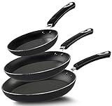 Utopia Kitchen Non-Stick Frying Pan Set with Induction Bottom, 3-Piece Nonstick Cookware Set Including 8, 9.5, and 11 Inch Frying Pans Nonstick with Bakelite Handle, PFOA Free, Dishwasher Safe, Grey