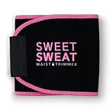 Sports Research® Sweet Sweat Waist Trimmer - Premium Sweat Enhancing Fitness Belt for Women & Men - 5 Adjustable Sizes - Pink Logo (Medium)