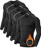 TELALEO 5 Pack Men's Thermal Compression Shirt Long Sleeve Athletic Base Layer Top Winter Cold Gear Workout Running Hunting L