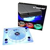 WOWLED Cooling Fan Mini 3 Keys Control Gaming USB RGB LED Cooler Thermal Fan Pad for PS4 PlayStation 4 Xbox One X Consoles Laptop Notebook PC CPU Coolers Computer Cooling Strip Light Case Fan