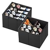 SpaceAid Shoe Organizer for Closet, 2 Pack Foldable Shoe Storage Containers Baskets Boxes Bins w/Adjustable Dividers, Fits 16-32 Pairs, Black