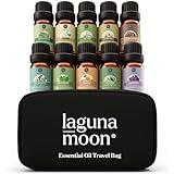 Essential Oils Set - 10pc Aromatherapy Oil in Portable Bag - Diffusers, Humidifiers, Yoga Room, Massages, Candle Making, Soaps - Peppermint, Tea Tree, Lavender, Eucalyptus, Lemongrass (10mL)